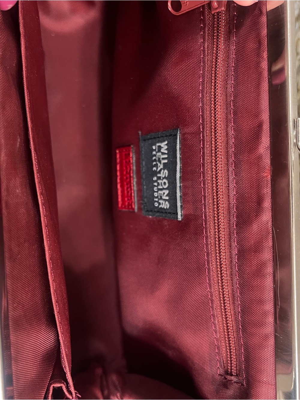 Vintage Pelle Studio Wilsons Leather Red Leather kiss-lock shoulder bag - Picture 6 of 12